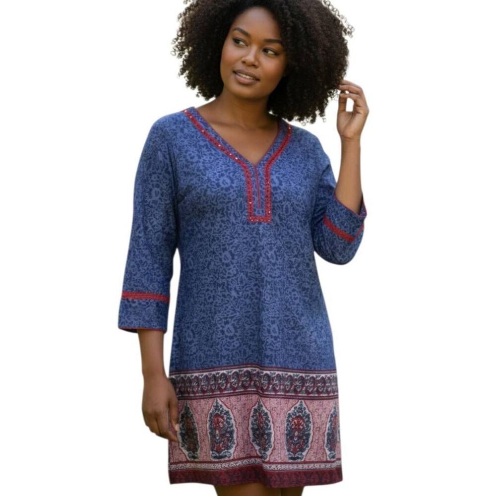 RED & BLUE TUNIC/DRESS SZ.XXL EUC